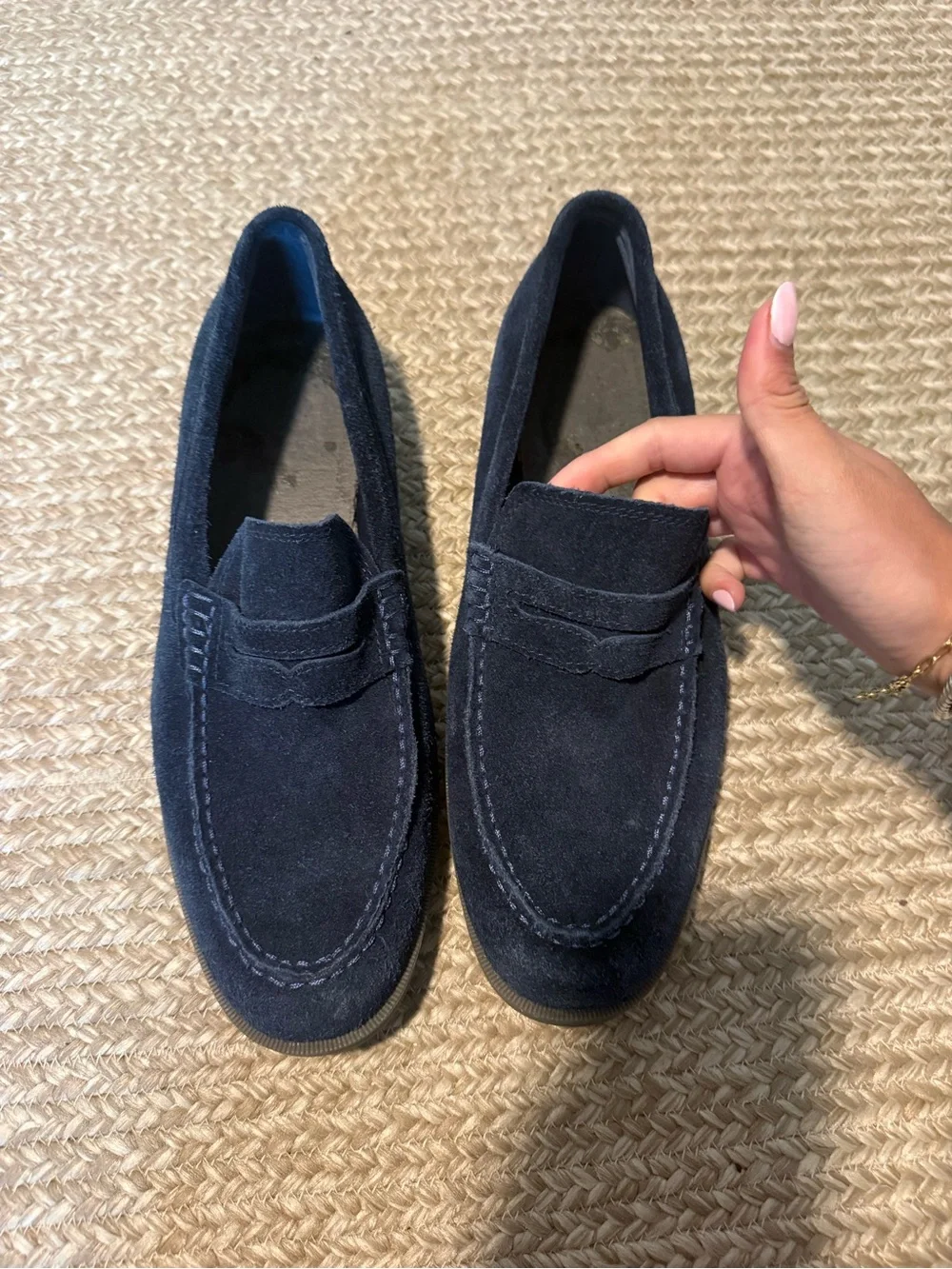 Sperry Navy Suede Penny Loafers